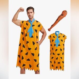 NWT Fred Flintstone Costume 3-Piece Set Caveman Halloween Outfit Adult Men L